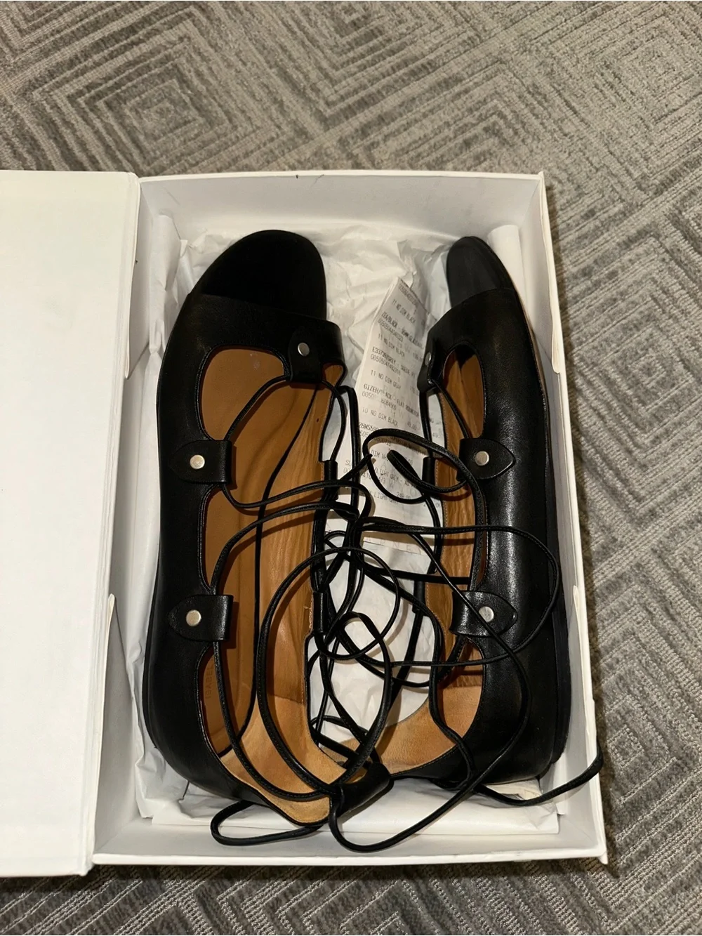 Isabel Marant Black Lace-Up Ballet Flats